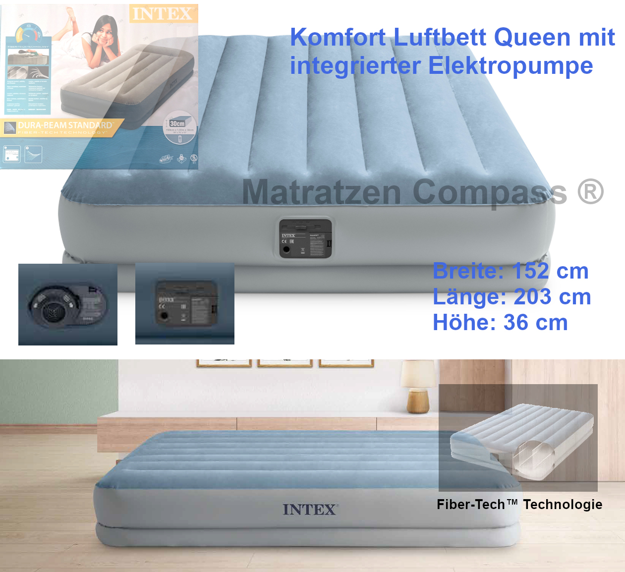 luftbett-double-queen-mit-elektrischer-luftpumpe-gaestebett-schnell-aufbauen-luftbett-fuer-zwei-personen-160-200-36-cm Luftbett Queen extra hoch mit Automatikpumpe und Tragetasche 152 x 203 x 36 cm