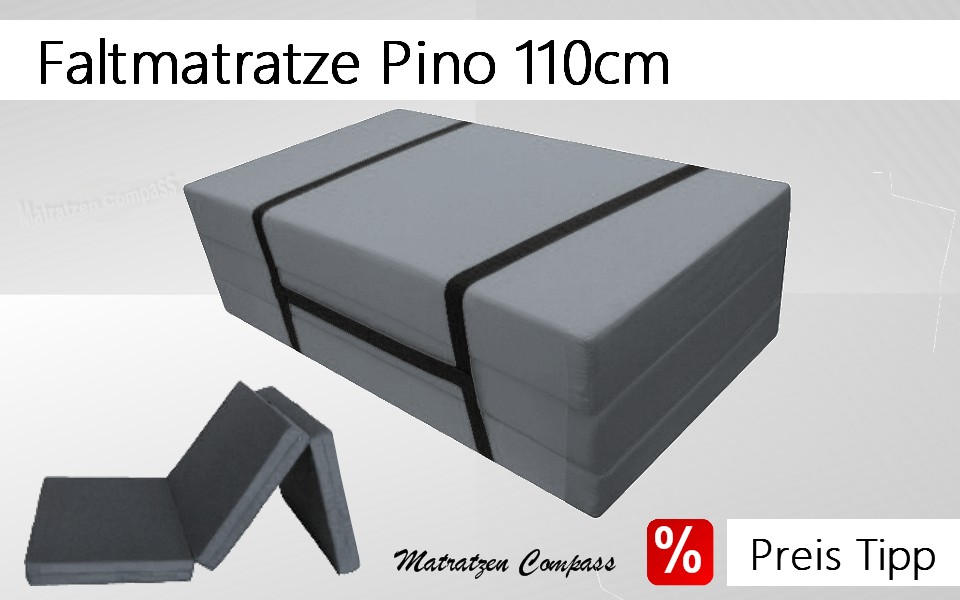 Klappmatratze mit Tragegurt 110x195x10 grau microfaser Pino