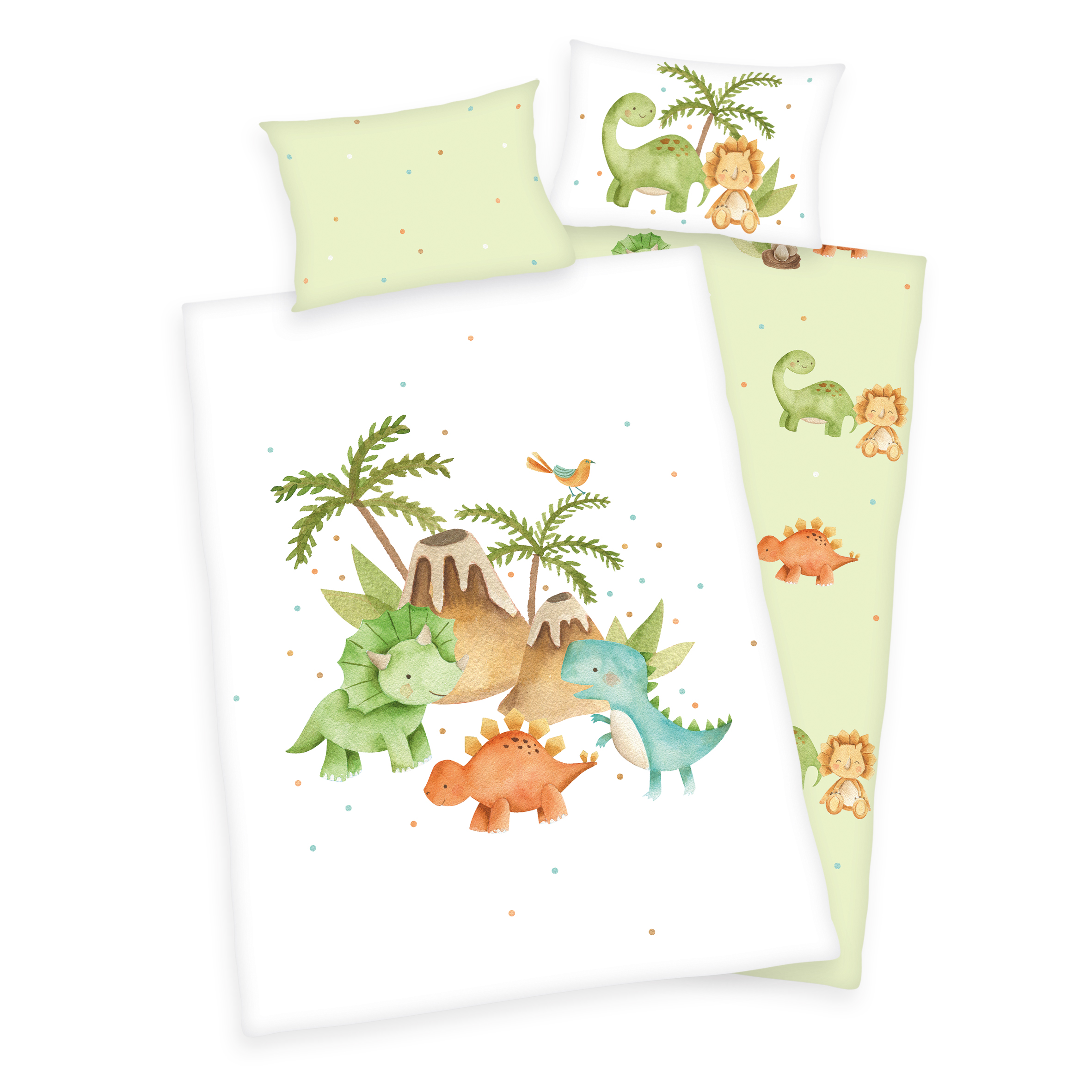 babybettwaesche-dinos-oeko-tex Babybettwäsche Dinos 100 x 135 Renforce mit Kissenbezug 40 x 60 cm
