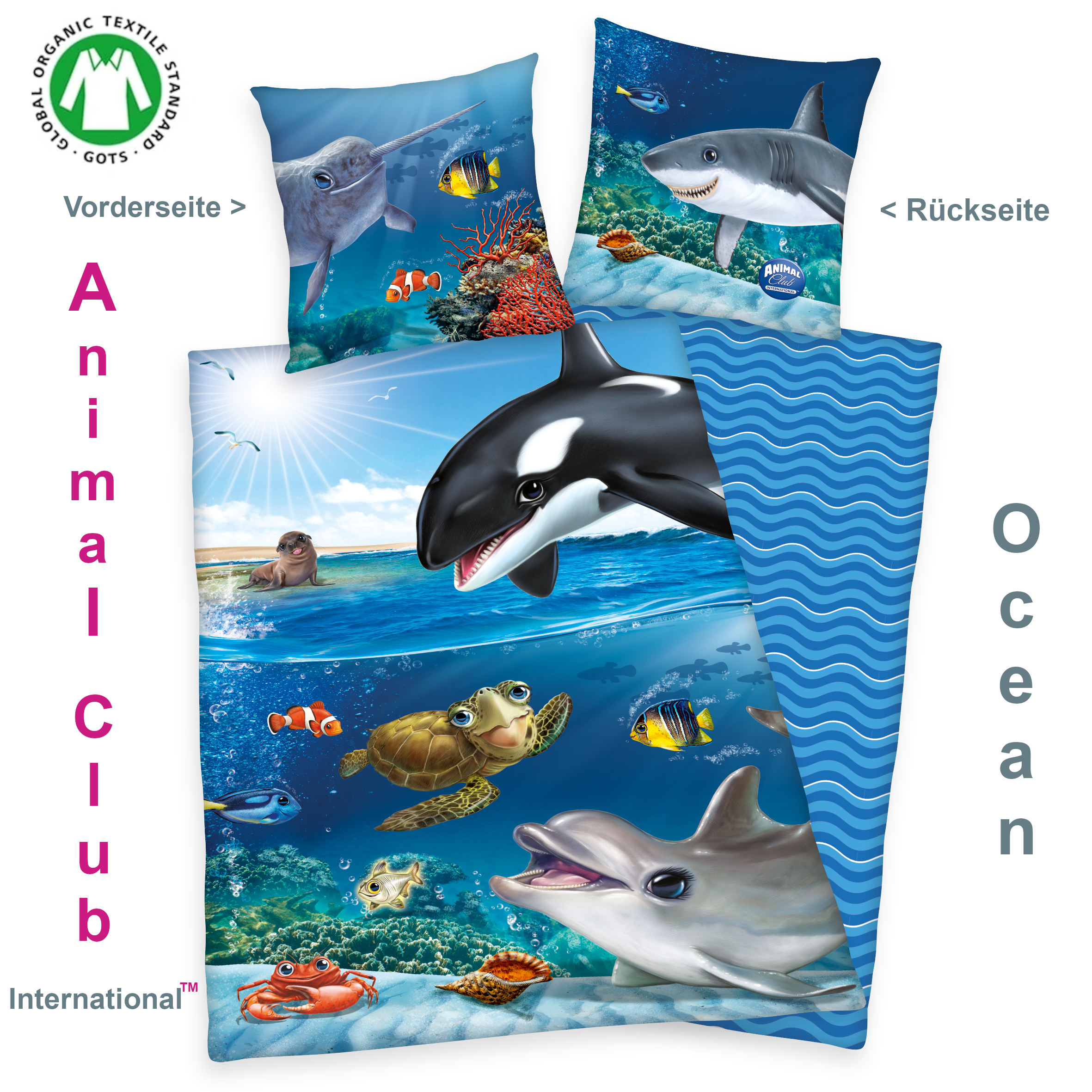 animal-club-ocean-wendebettwaesche-mit-kissen-baumwolle-bettwaesche-tier-motiv-135-200-cmjKRdJ96w5k7OE Bettwäsche Animal Club International™ Ocean 135 x 200 Renforce mit Kissenbezug 80 x 80 cm