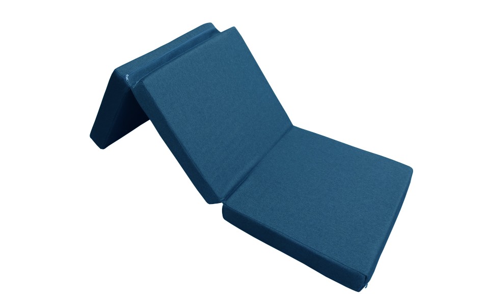 Faltmatratze-Palermo_blau_mit-Moebelbezugsstoff-Palo-Extra-Detail-Faltbarkeit-von-Matratzen-Compass Faltbare Matratze  60x190x11 cm blau Palermo
