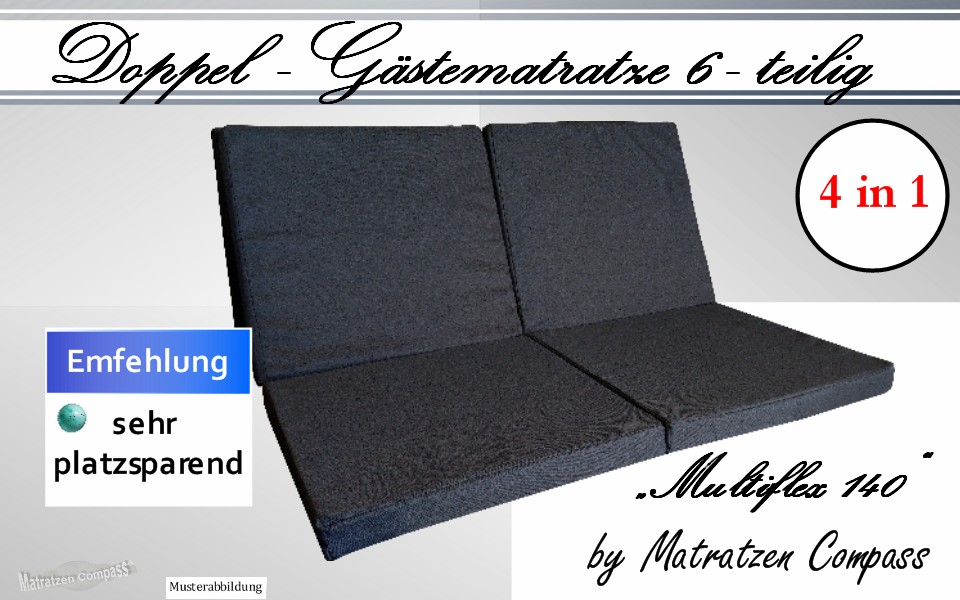 Gaestematratze-Klappmatratze-Multiflex-2-Seiten-140x195x7 Doppel - Klappmatratze 4 in 1 Multiflex 140 x 195 x 7 cm