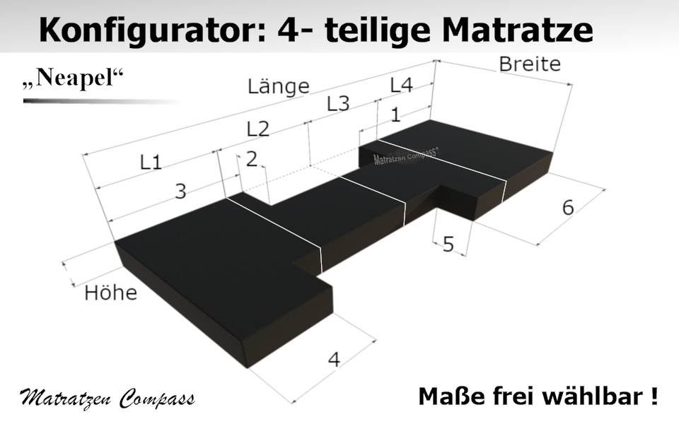 schaumstoff-matratze-faltbar-4-teilig-neapel-15-sitzpolster-faltmatratze-faltbare-gaestematratze-komfortabel-klappmatratze-4-teilig-fest-3-d-ansicht 4-teilige Komfortschaum - Faltmatratze nach Maß - Neapel 15