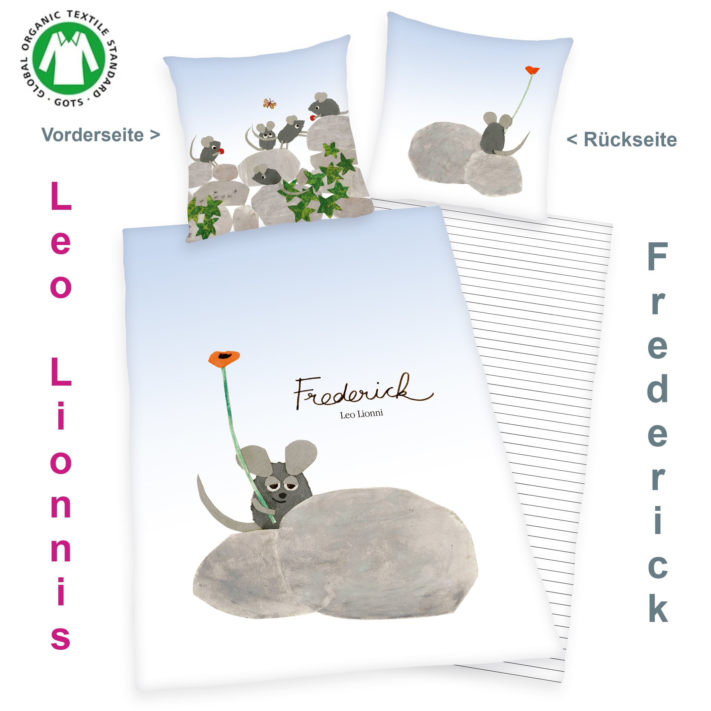 kinder-wende-bettwaesche-loe-leonnis-frederick-135-200-cm-mit-kissen-80-80-cm Bettwäsche Frederick 135 x 200 Renforce mit Kissenbezug 80 x 80 cm