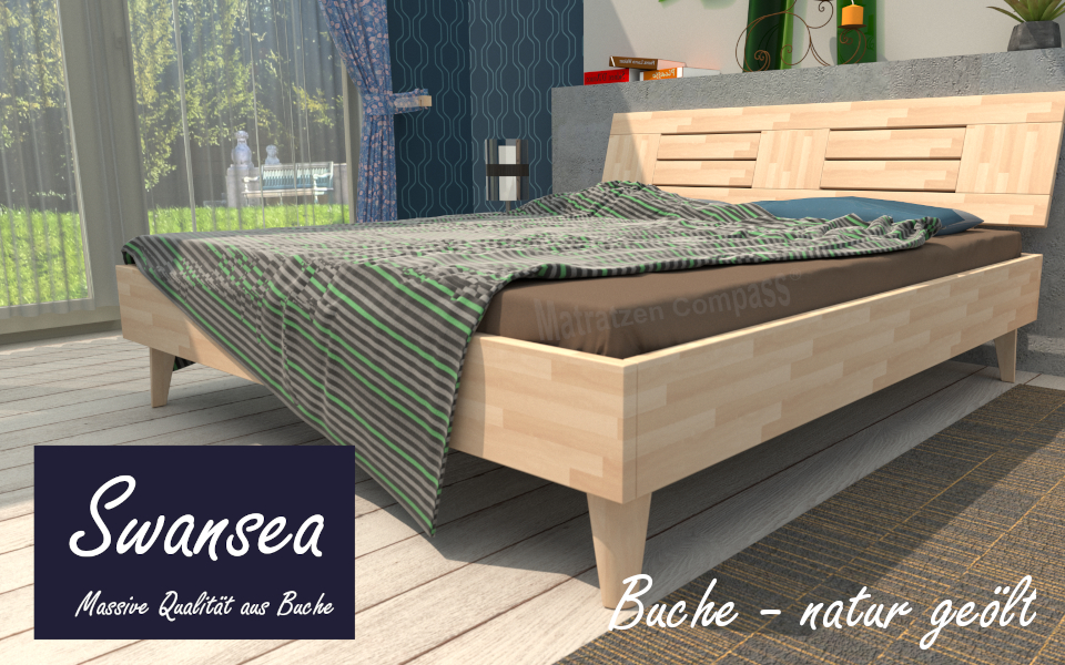 Holzbett Swansea- massive Qualität aus Buche