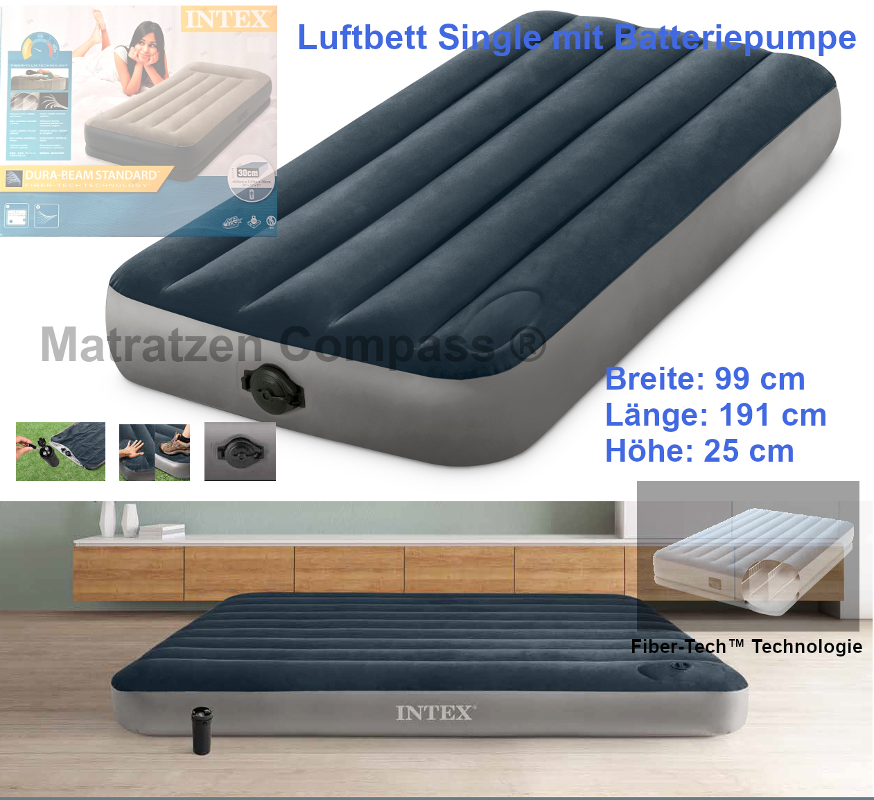 single-luftbett-twin-mit-batteriepumpe-druckregler-luftmatratze-schnell-aufbauen-luftbett-fuer-eine-personen-100-195-25-cm Luftbett mit Batteriepumpe und eingebautem Druckregler 99 x 191 x 25 cm
