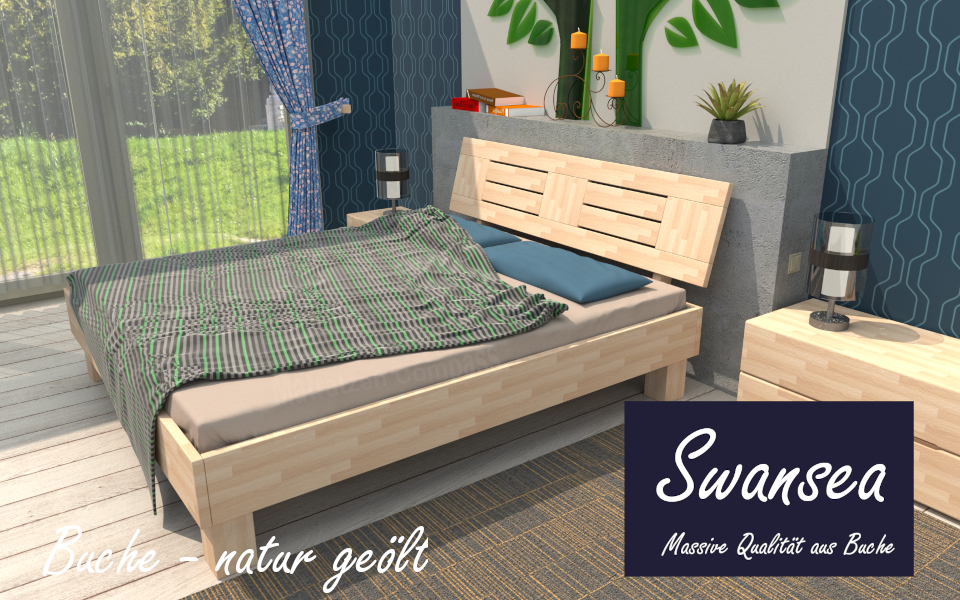 Holzbett Swansea- massive Qualität aus Buche