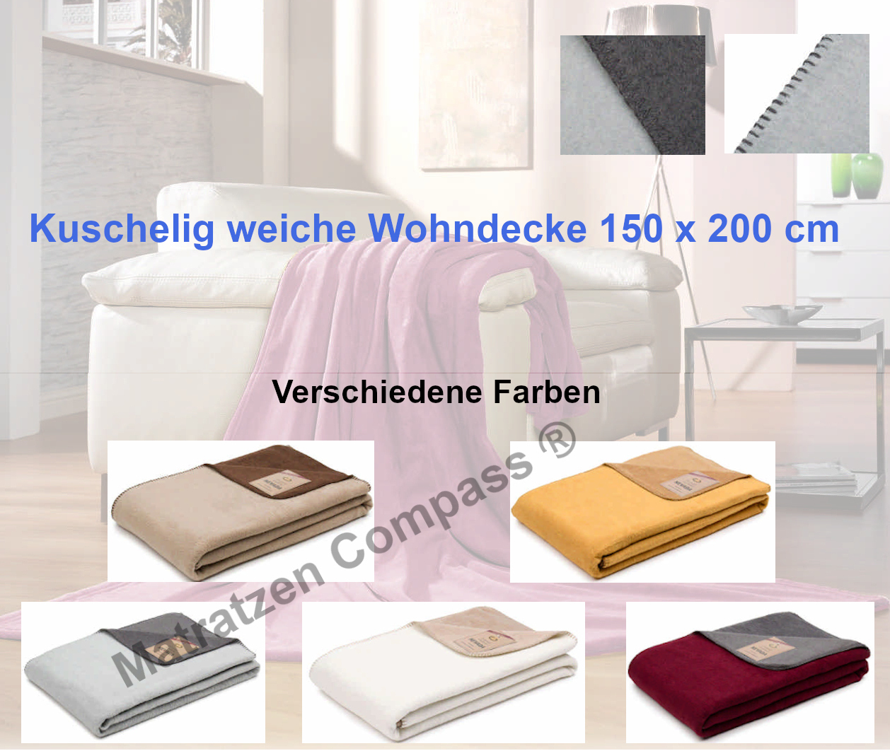 weiche-kuscheldecke-wohlig-warme-wohndecke-mit-ziernaht-150-200-viele-farben Wohn - und Schlafdecke Nevada 150 x 200 cm