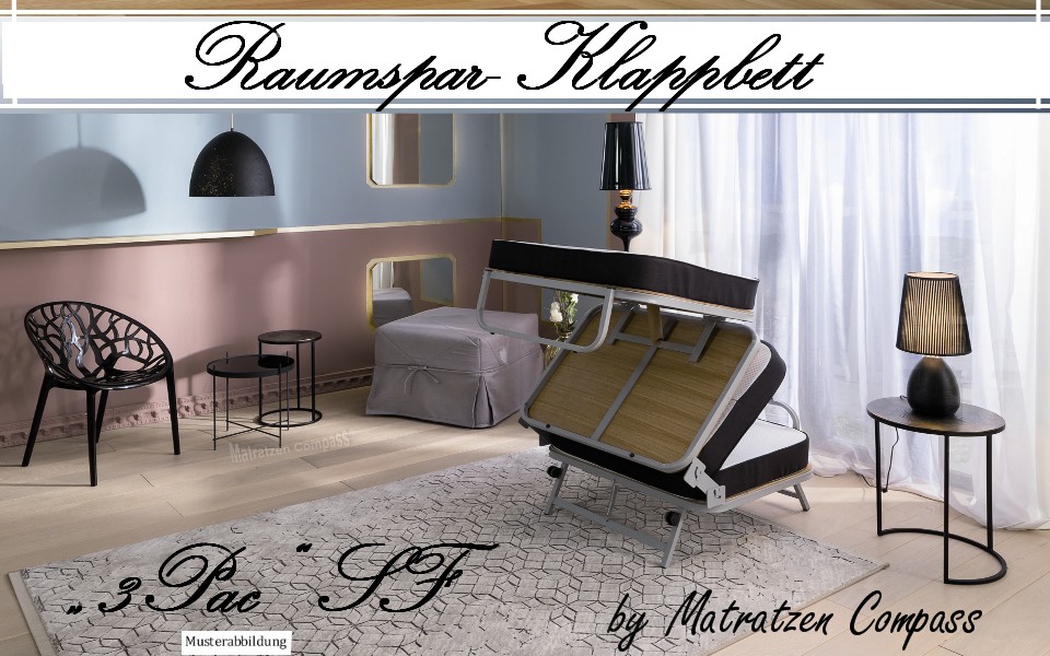 Raumsparbett-Gaesteklappbett-3PAC-SF Raumsparbett 3PAC Komfortschaum 80 x 190 cm