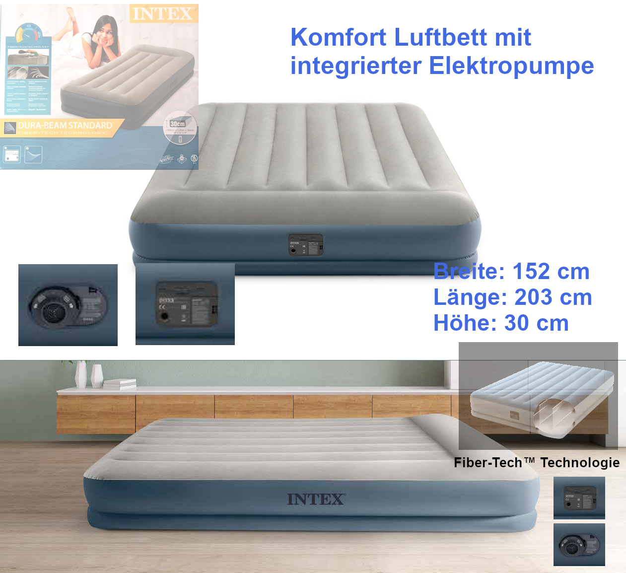grosses-luftbett-zwei-personen-gaestebett-platzsparend-elektropumpe-schnell-aufpumpen-campingbett-aufblasbar-160-195-30-cmc4wEOgzsrHRKO Luftbett Queen mit elektrischer Pumpe und integriertem Kopfkissen 152 x 203 x 30 cm