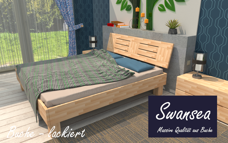 Holzbett Swansea- massive Qualität aus Buche