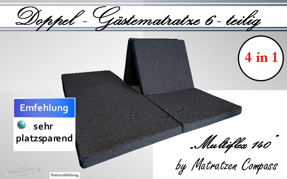 Klappmatratze-Multiflex-sehr-platzsparend-140x195x7 Doppel - Klappmatratze 4 in 1 Multiflex 140 x 195 x 7 cm