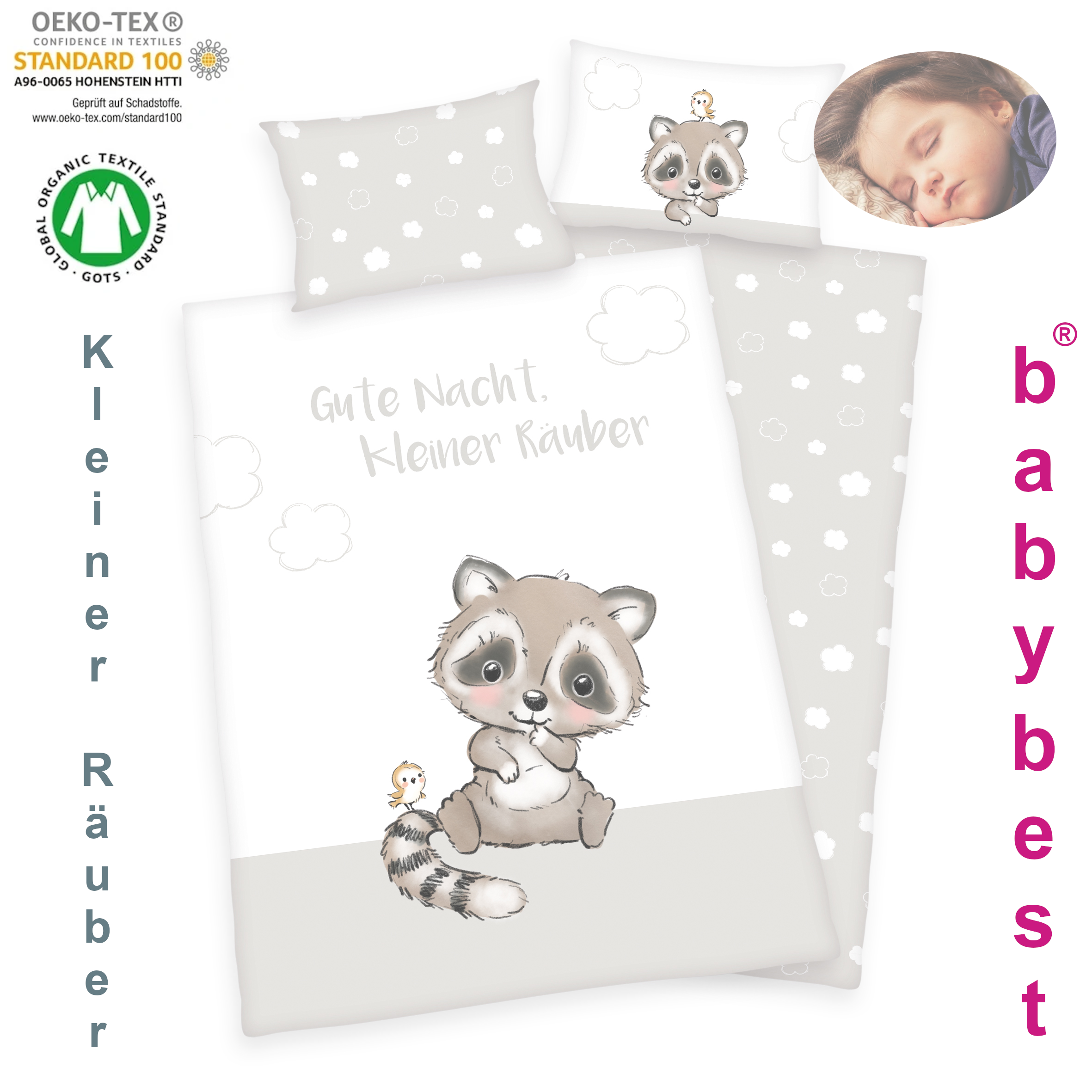 kleinkinder-und-baby-bettwaesche-kleiner-raeuber-wendebettwaesche-baumwolle-100-135-cm BIO Babybettwäsche Kleiner Räuber 100 x 135 Renforce mit Kissenbezug 40 x 60 cm