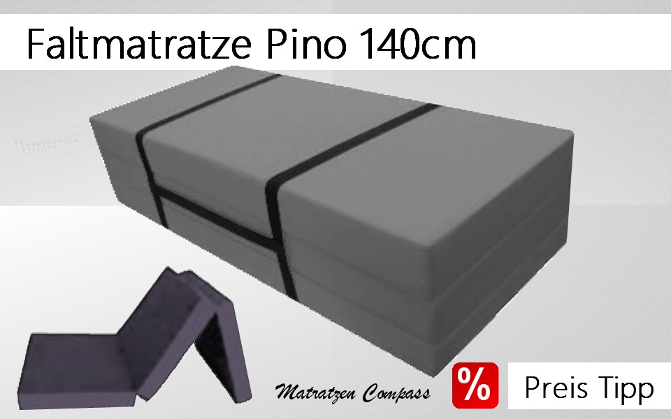 Faltmatratze-140x190-klappbare-Matratze-140x190-Klappmatratze-140x190-Faltmatratze-XXL-grosse-Faltmatratze-grosse-Klappmatratze-XXL-Faltmatratze-Faltmatratzen-Compass Klappmatratze mit Tragegurt 140x190x10 grau microfaser Pino