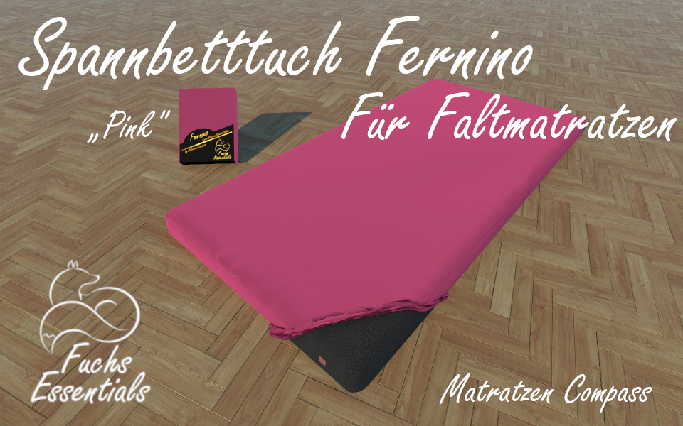 Spannbetttuch 160x200x14 Fernino pink - speziell entwickelt für faltbare Matratzen