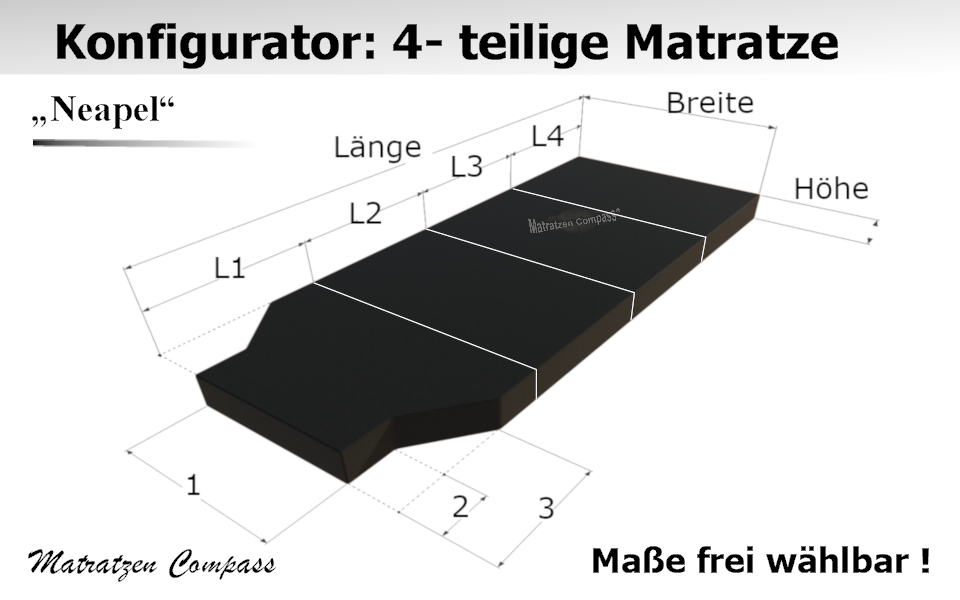 individuell-4-teilige-faltmatratze-nach-mass-fest-als-sitzpolster-eigene-masse-eingeben-preiswerte-4-teilige-klappmatratze-nach-wunsch-neapel-16-3-d-ansicht Neapel 16 für T5 / T6 usw. - 4-teilige Komfortschaum - Faltmatratze
