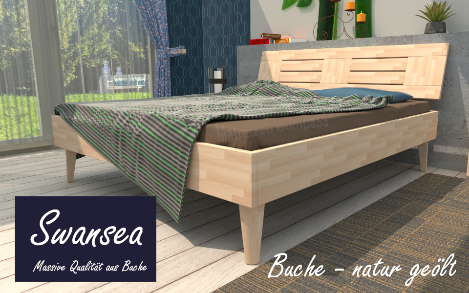 Holzbett Swansea- massive Qualität aus Buche