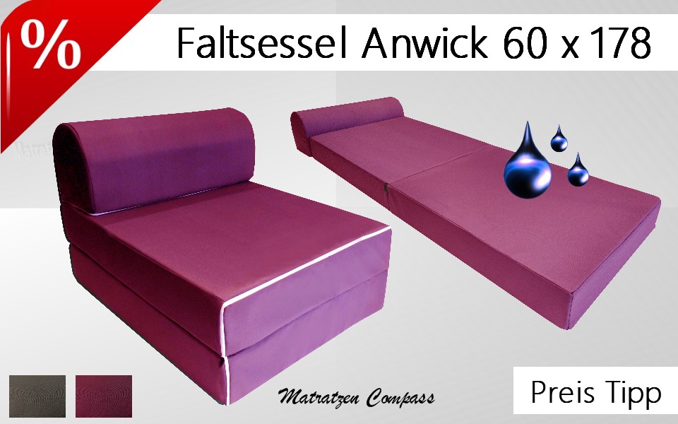 Faltbarer Sessel - und Faltmatratze  Anwick  Farbe rot