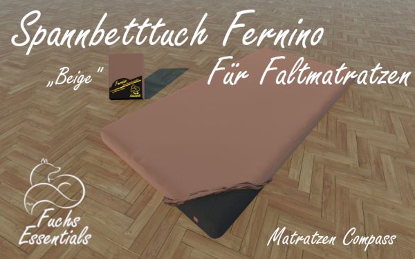 Bettlaken 160x180x14 Fernino beige - speziell für faltbare Matratzen