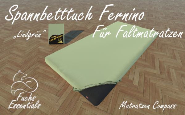 Spannbetttuch 120x200x14 Fernino lindgrün - besonders geeignet für faltbare Matratzen