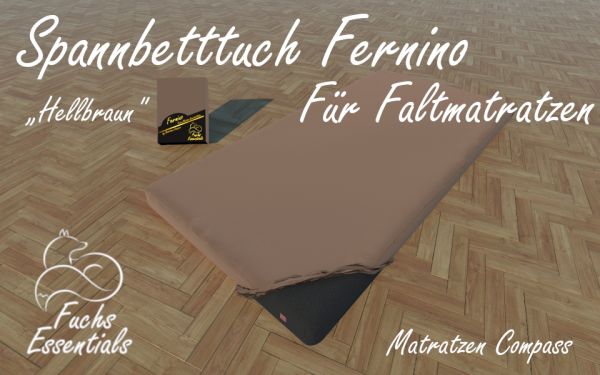 Spannbetttuch 130x180x14 Fernino hellbraun - speziell entwickelt für faltbare Matratzen