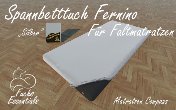 Bettlaken 80x190x8 Fernino silber - extra für Koffermatratzen