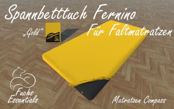 Spannbetttuch 115x190x8 Fernino gold - speziell entwickelt für faltbare Matratzen