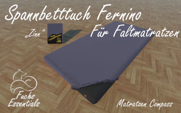 Bettlaken 70x180x6 Fernino zinn - insbesondere geeignet für Klappmatratzen