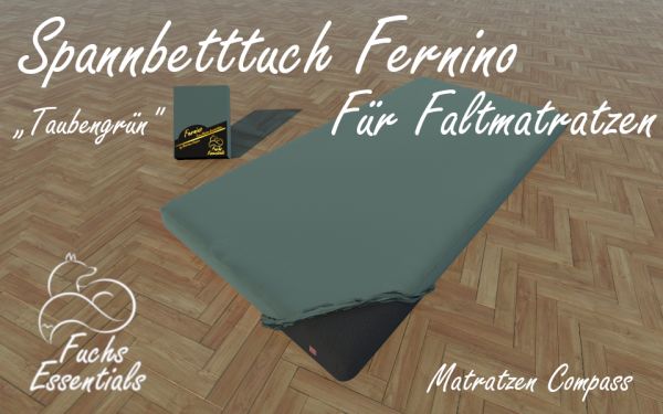 Spannbetttuch 130x200x11 Fernino taubengrün - besonders geeignet für faltbare Matratzen