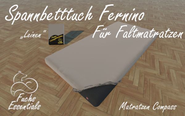 Spannbetttuch 112x180x11 Fernino leinen - speziell entwickelt für faltbare Matratzen