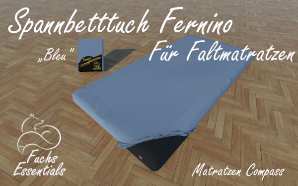 Spannlaken 115x190x8 Fernino bleu - besonders geeignet für faltbare Matratzen