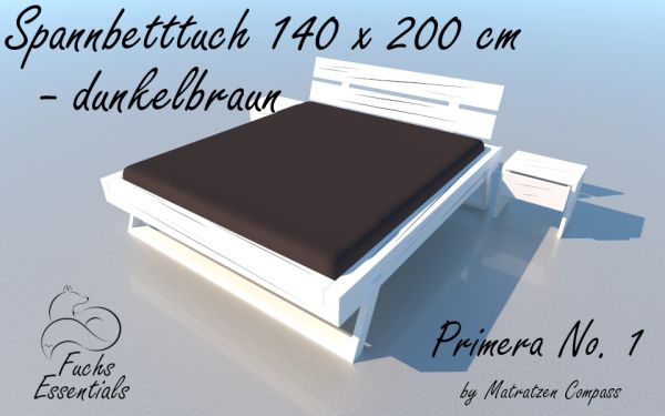 Spannbetttuch 150 x 200 Primera No.1 in dunkelbraun - für Matratzen bis 22 cm Höhe