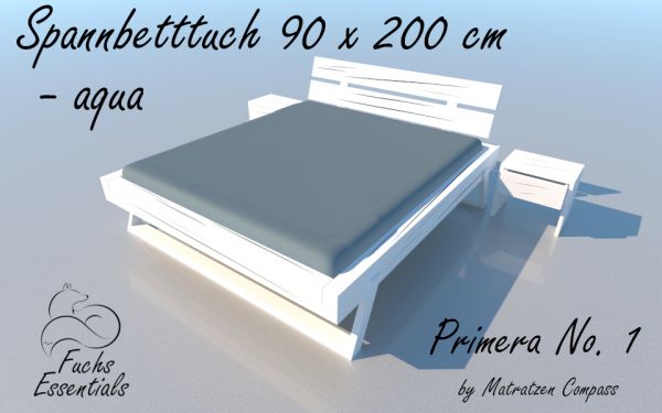 Spannbetttuch 100 x 200 Primera No.1 in aqua - für Matratzen bis 22 cm Höhe