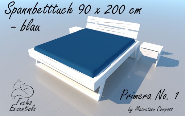 Spannbetttuch 100 x 200 Primera No.1 in blau - für Matratzen bis 22 cm Höhe