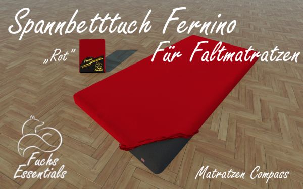 Spannlaken 112x180x14 Fernino rot - besonders geeignet für Koffermatratzen