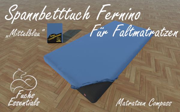 Spannbetttuch 140x180x6 Fernino mittelblau - insbesondere geeignet für Koffermatratzen
