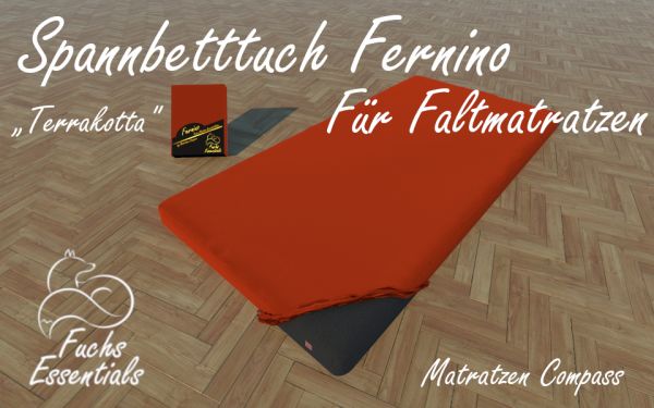 Spannbetttuch 112x190x8 Fernino terrakotta - insbesondere geeignet für Koffermatratzen