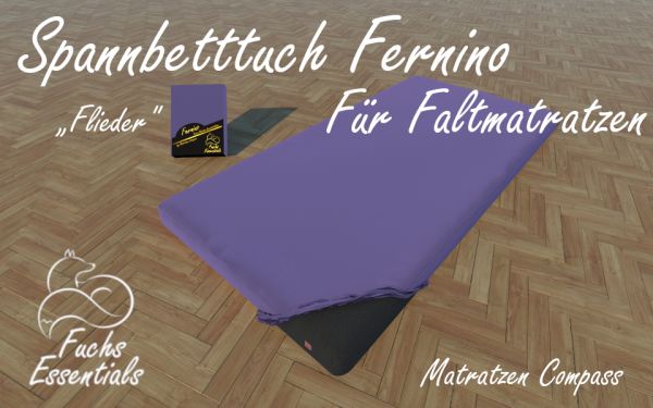 Spannbetttuch 112x180x14 Fernino flieder - speziell entwickelt für Klappmatratzen