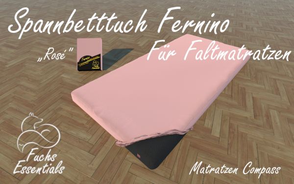 Bettlaken 120x190x14 Fernino rose - besonders geeignet für faltbare Matratzen
