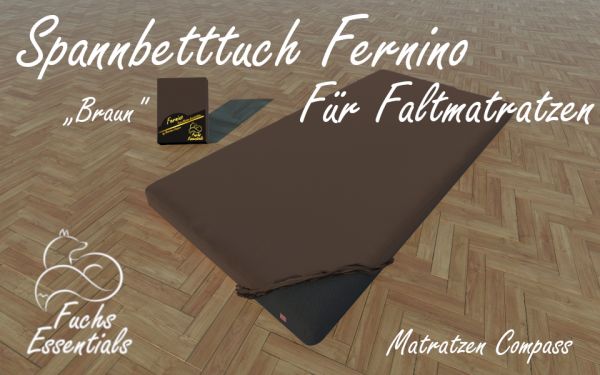 Spannbetttuch 60x180x14 Fernino braun - besonders geeignet für Faltmatratzen