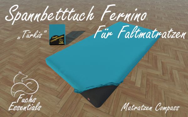 Spannbetttuch 120x200x11 Fernino türkis - speziell für faltbare Matratzen