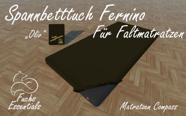 Spannbetttuch 130x180x8 Fernino oliv - sehr gut geeignet für faltbare Matratzen