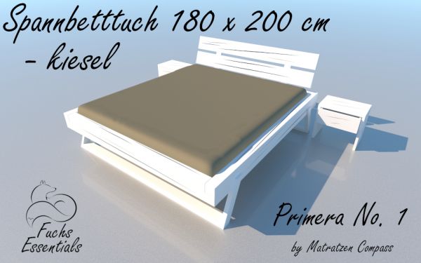 Spannbetttuch 180 x 200 Primera No.1 in kiesel - für Matratzen bis 22 cm Höhe
