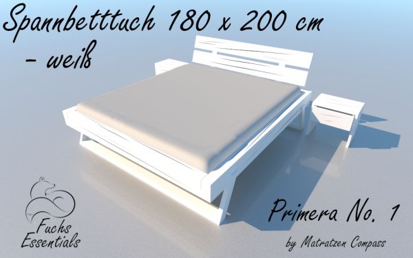 Spannbetttuch 180 x 200 Primera No.1 in weiß - für Matratzen bis 22 cm Höhe