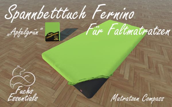 Spannbetttuch 80x180x14 Fernino apfelgrün - sehr gut geeignet für faltbare Matratzen