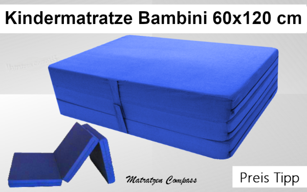 Faltmatratze für speziell für Kinder 60x120x6 cm blau Bambini