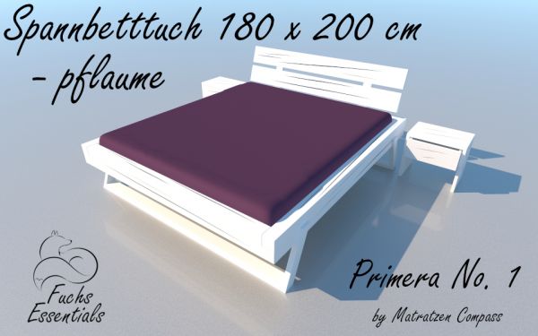 Spannbetttuch 180 x 200 Primera No.1 in pflaume - für Matratzen bis 22 cm Höhe