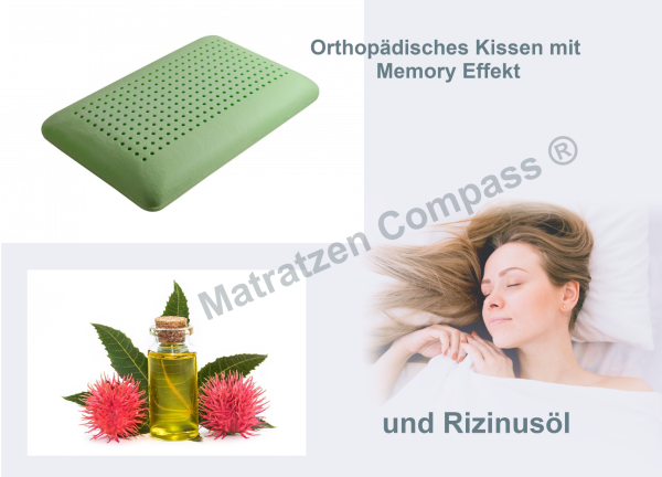 Orthopädisches Kissen mit Memoryeffekt und Rizinusöl