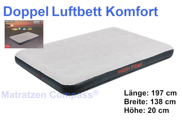 Luftbett Double Komfort ohne Pumpe 197 cm x 138 cm x 20 cm