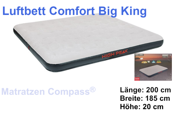 Luftbett Big KIng Komfort ohne Pumpe 200 x 185 x 20 cm